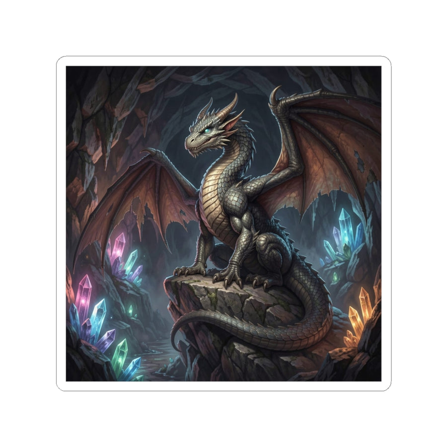 Crystal Cavern Dragon Kiss-Cut Sticker dark fantasy dragon gift from The Ember Hoard