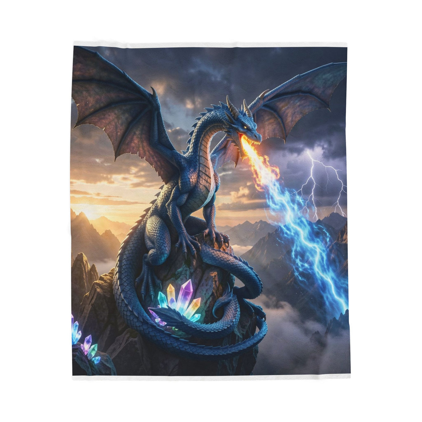 Stormfire Dragon Plush Blanket dark fantasy dragon gift from The Ember Hoard