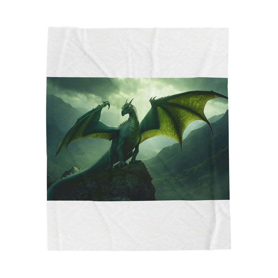 Emerald Wyrm Dragon Plush Blanket dark fantasy dragon gift from The Ember Hoard