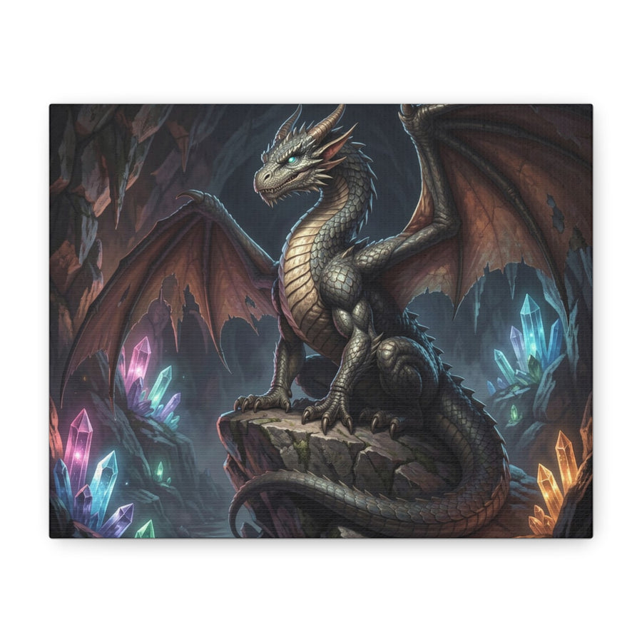 Crystal Cavern Dragon Canvas Wall Art dark fantasy dragon gift from The Ember Hoard