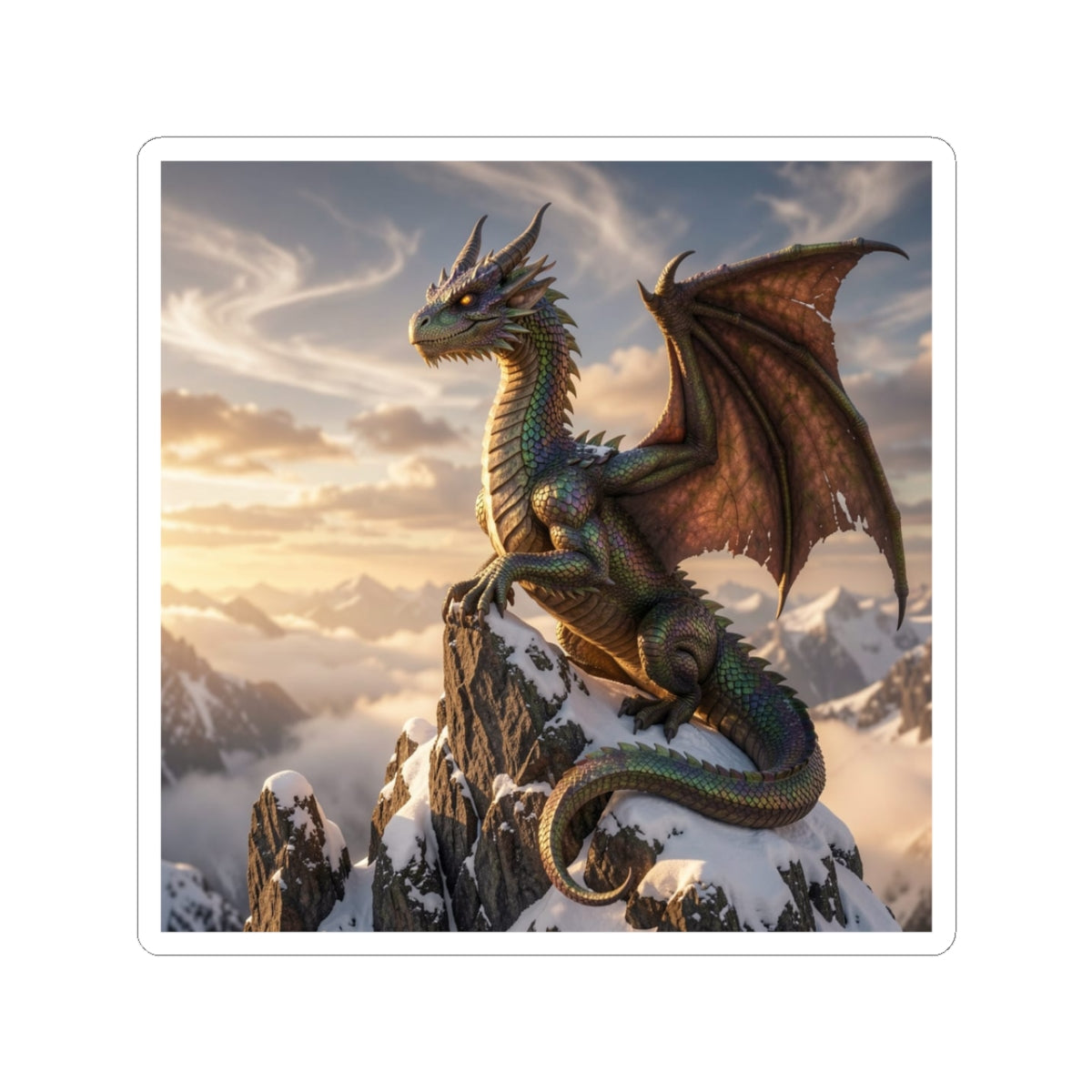 Alpine Crown Dragon Kiss-Cut Sticker dark fantasy dragon gift from The Ember Hoard