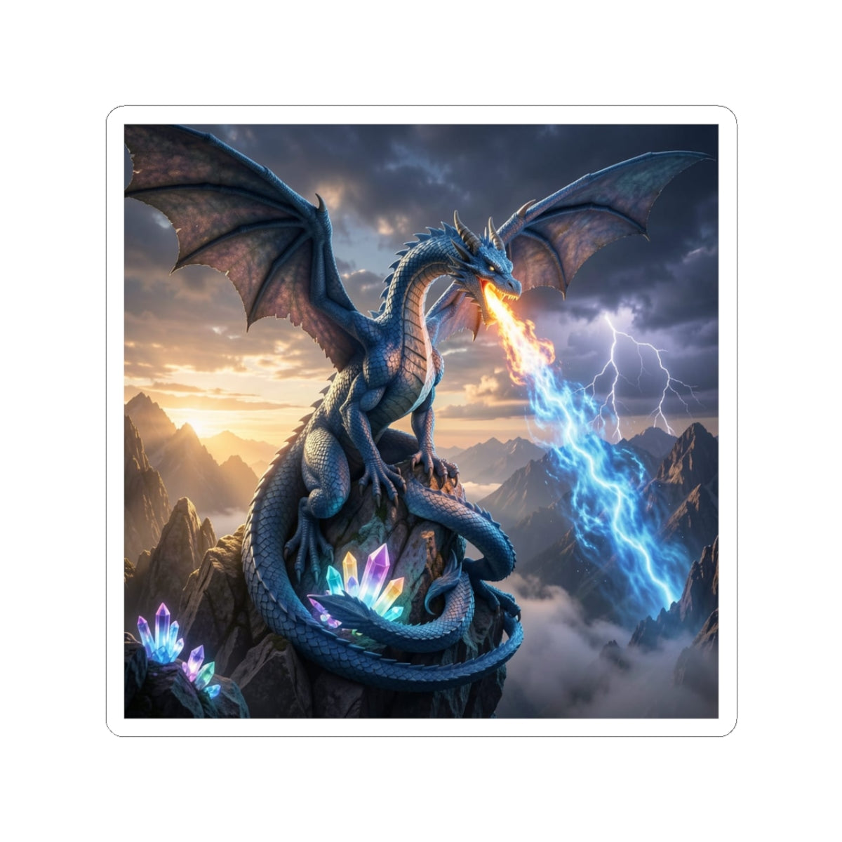 Stormfire Dragon Kiss-Cut Sticker dark fantasy dragon gift from The Ember Hoard
