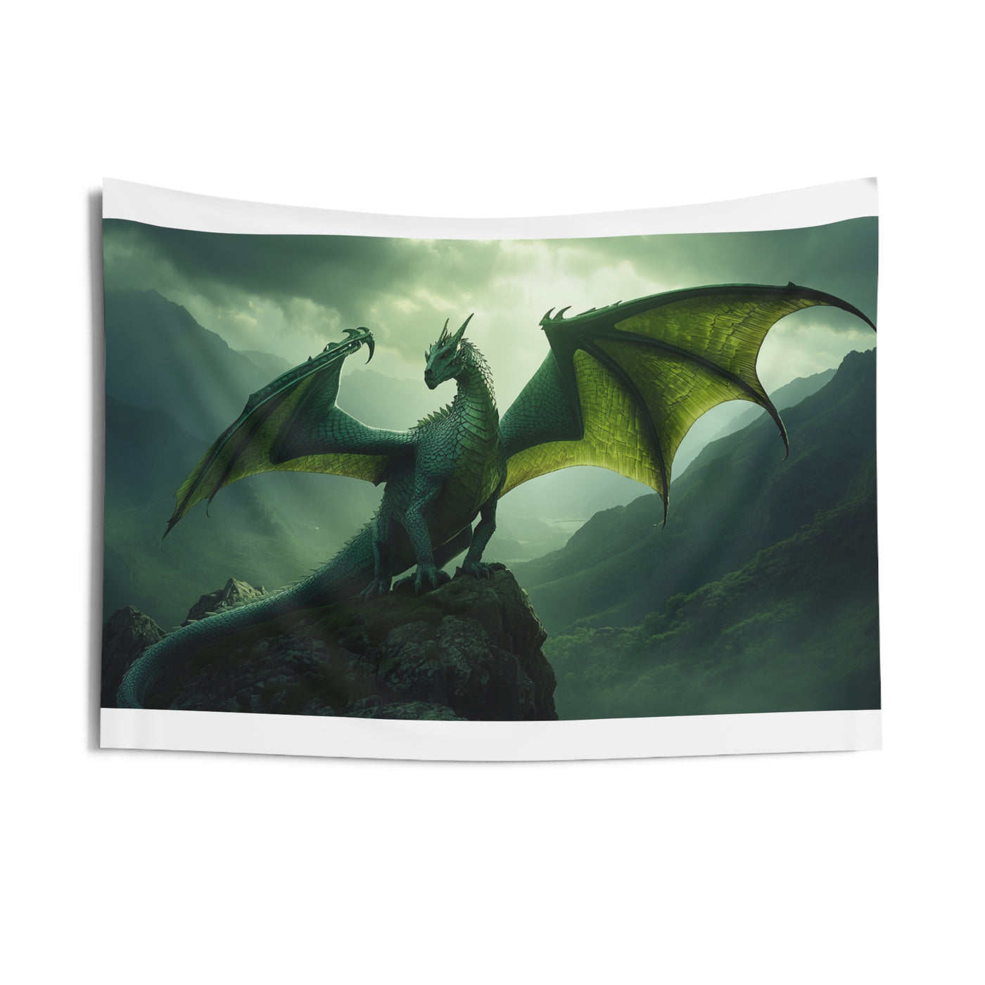 Emerald Wyrm Dragon Wall Tapestry dark fantasy dragon gift from The Ember Hoard