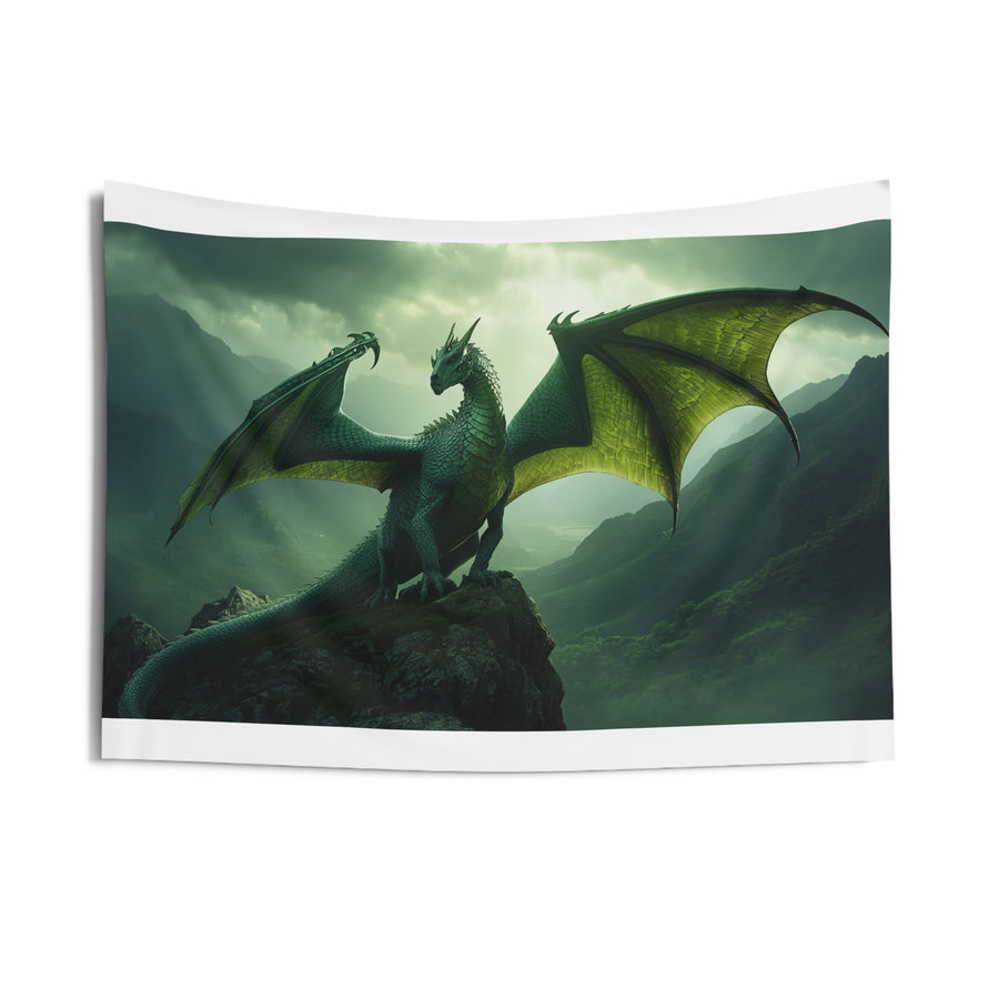 Emerald Wyrm Dragon Wall Tapestry dark fantasy dragon gift from The Ember Hoard