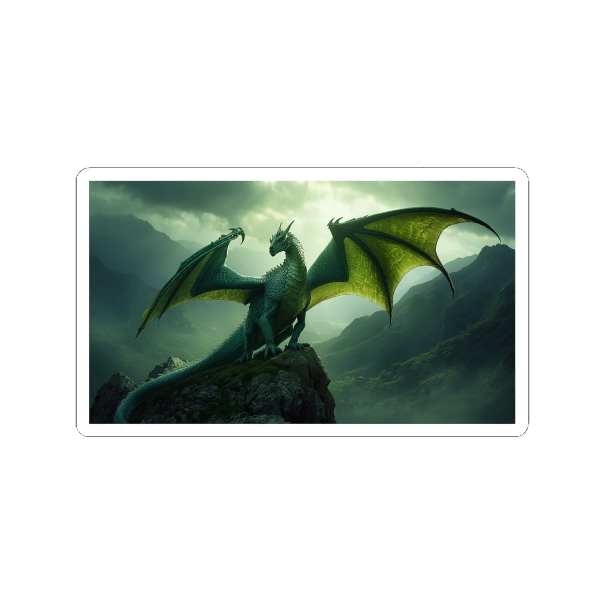 Emerald Wyrm Dragon Kiss-Cut Sticker dark fantasy dragon gift from The Ember Hoard