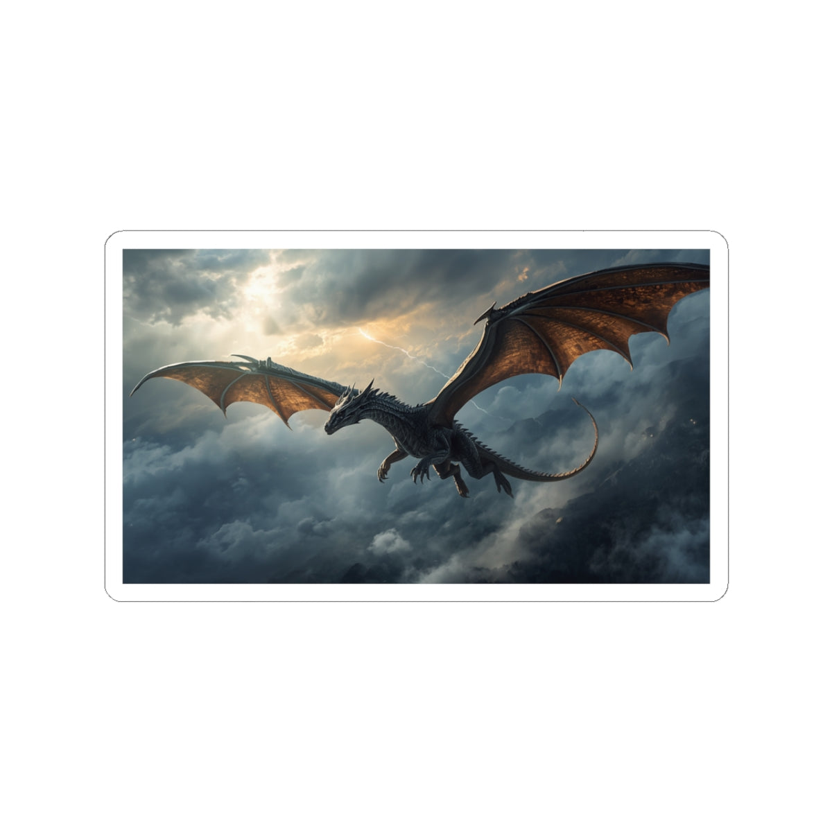 Skyfire Sovereign Dragon Kiss-Cut Sticker dark fantasy dragon gift from The Ember Hoard