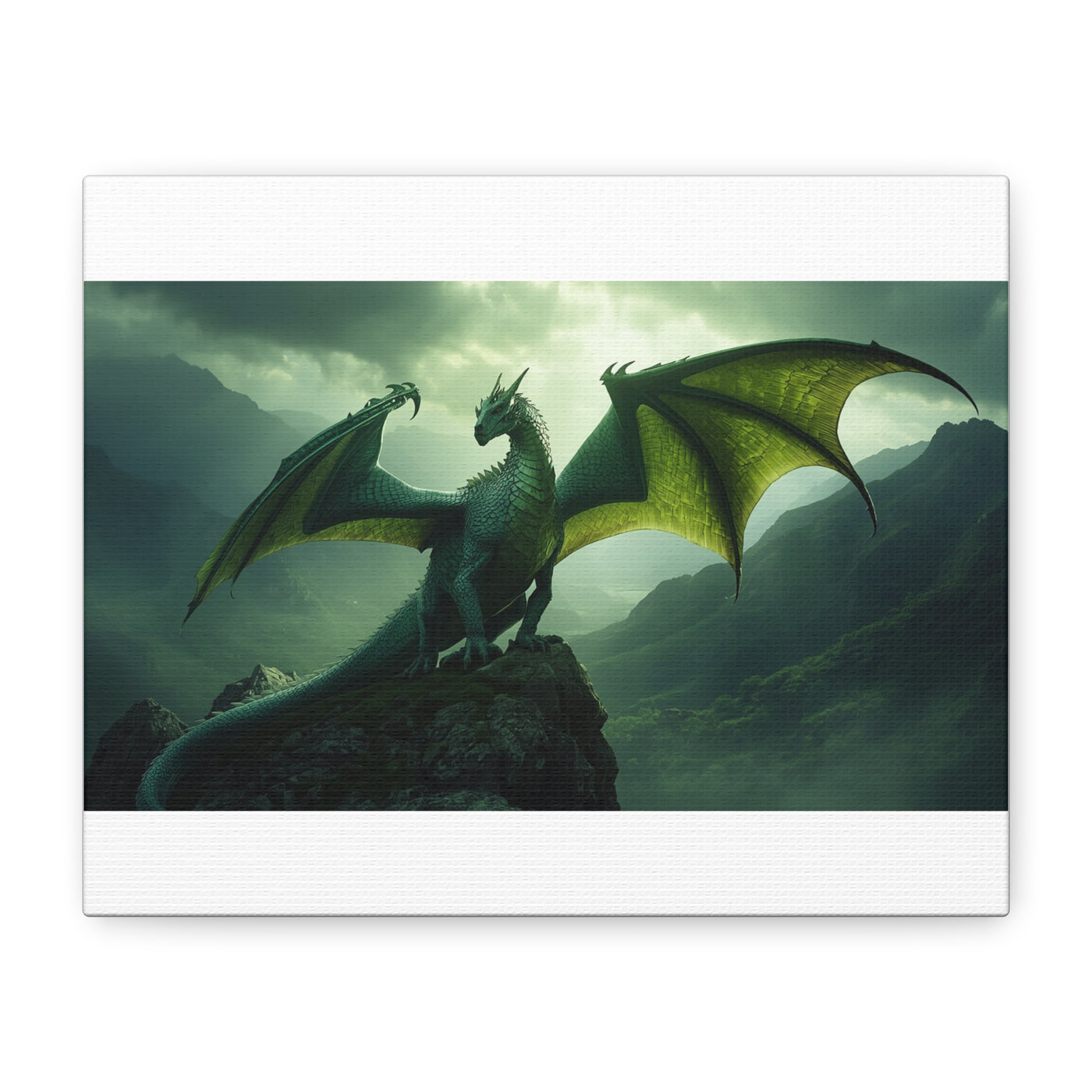 Emerald Wyrm Dragon Canvas Wall Art dark fantasy dragon gift from The Ember Hoard