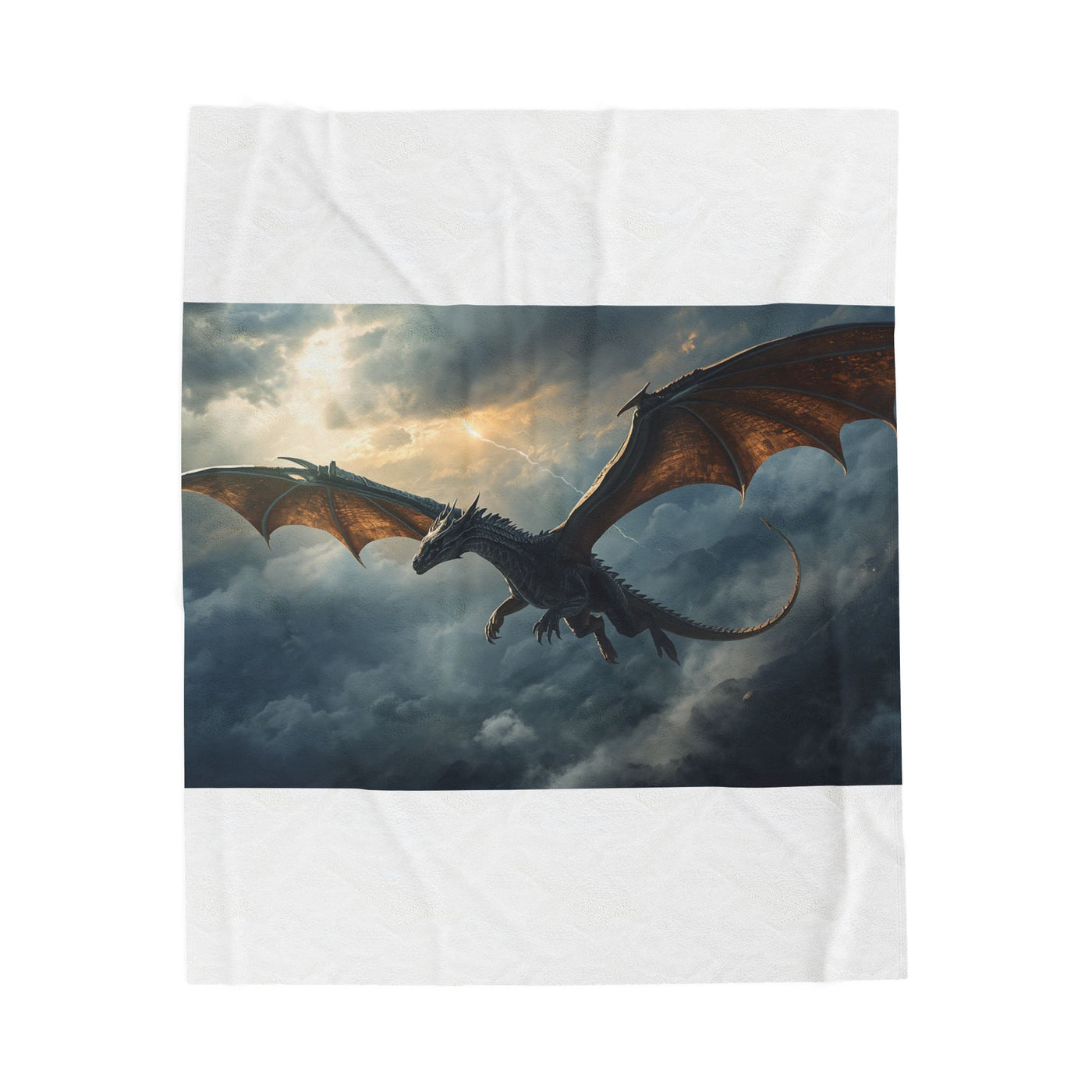 Skyfire Sovereign Dragon Plush Blanket dark fantasy dragon gift from The Ember Hoard