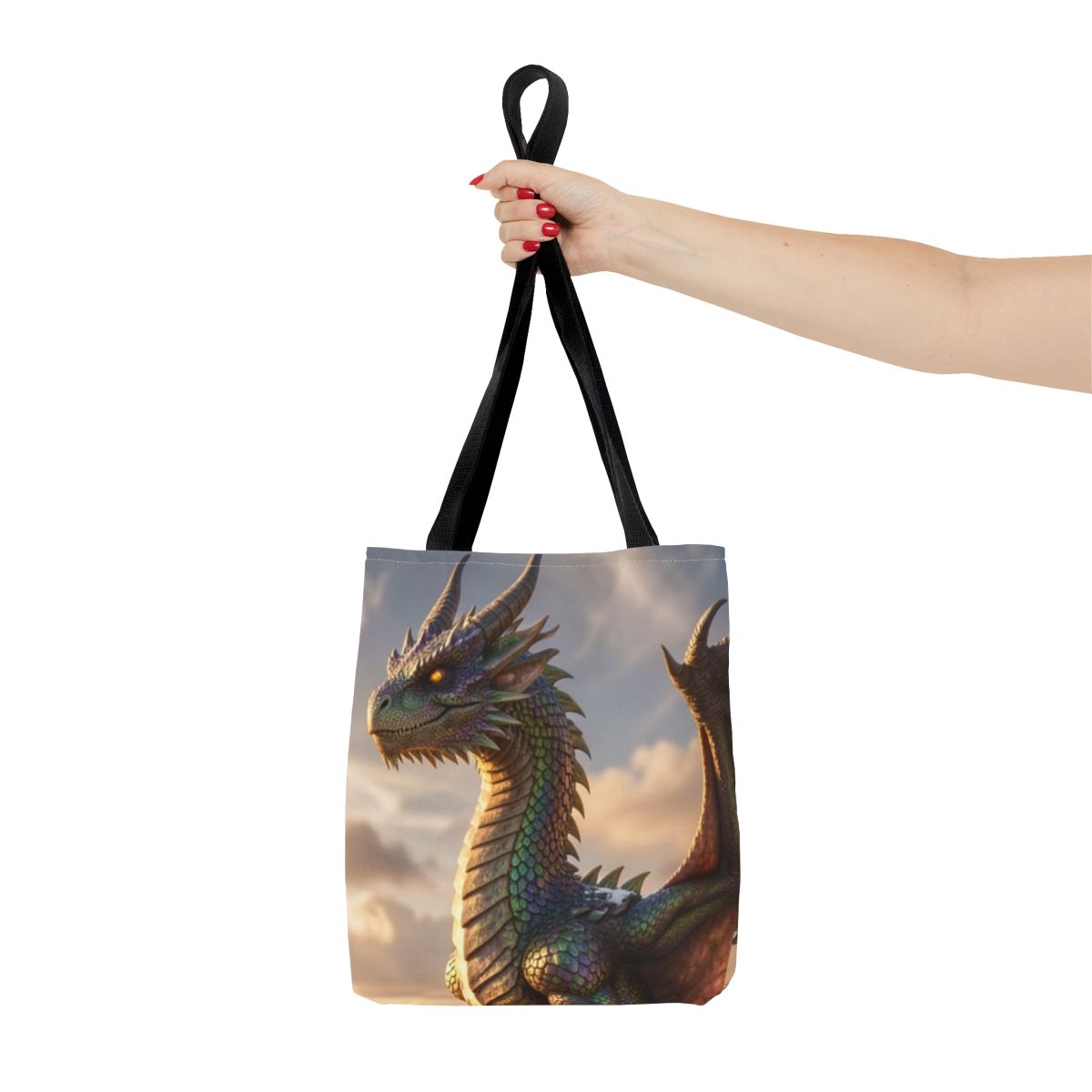 Alpine Crown Dragon Tote Bag person 2 mockup from The Ember Hoard