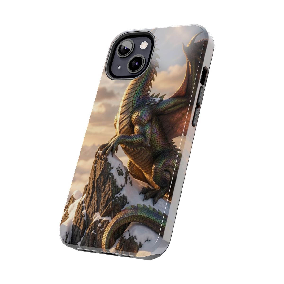 Alpine Crown Dragon Tough Phone Case side mockup from The Ember Hoard