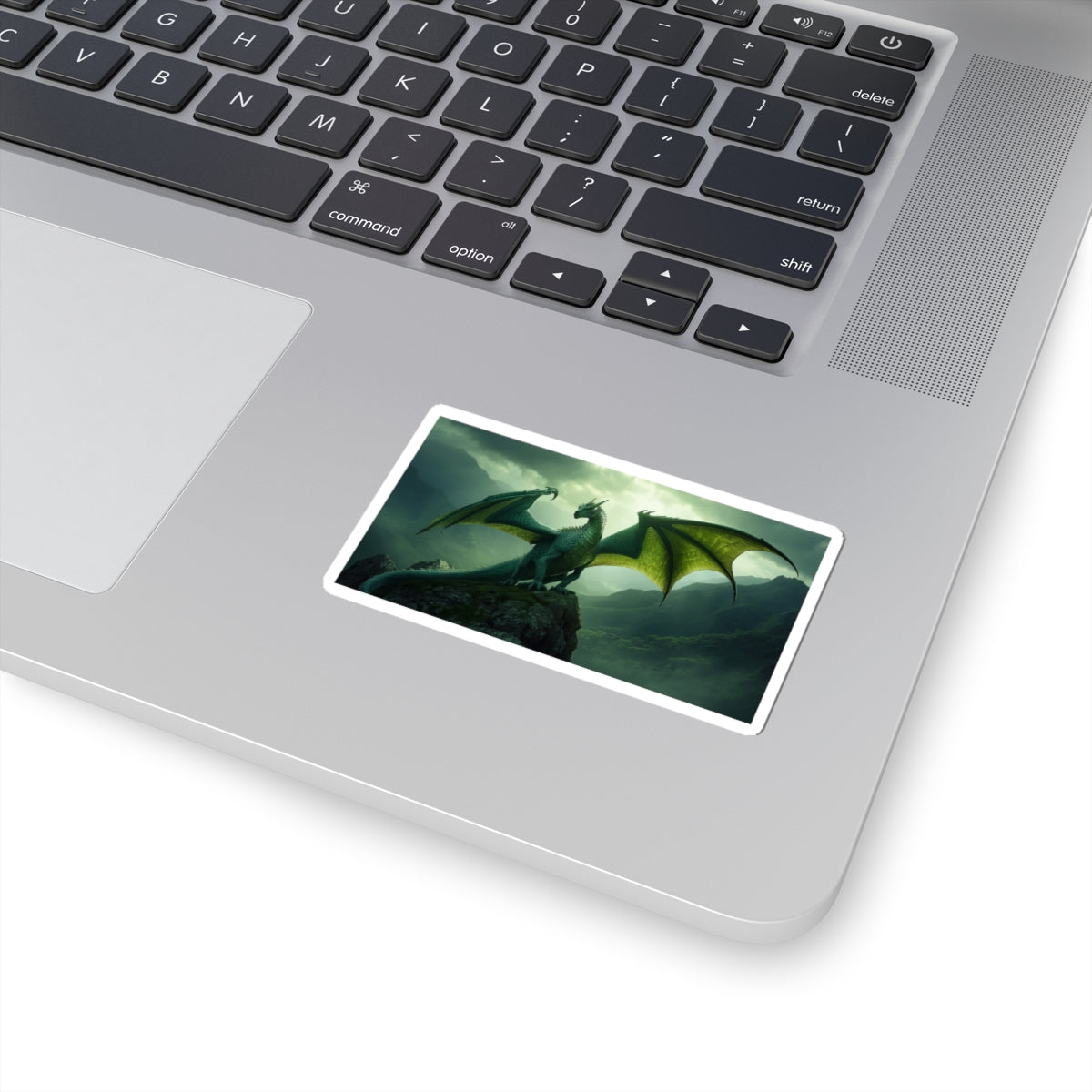 Emerald Wyrm Dragon Kiss-Cut Sticker context 1 mockup from The Ember Hoard