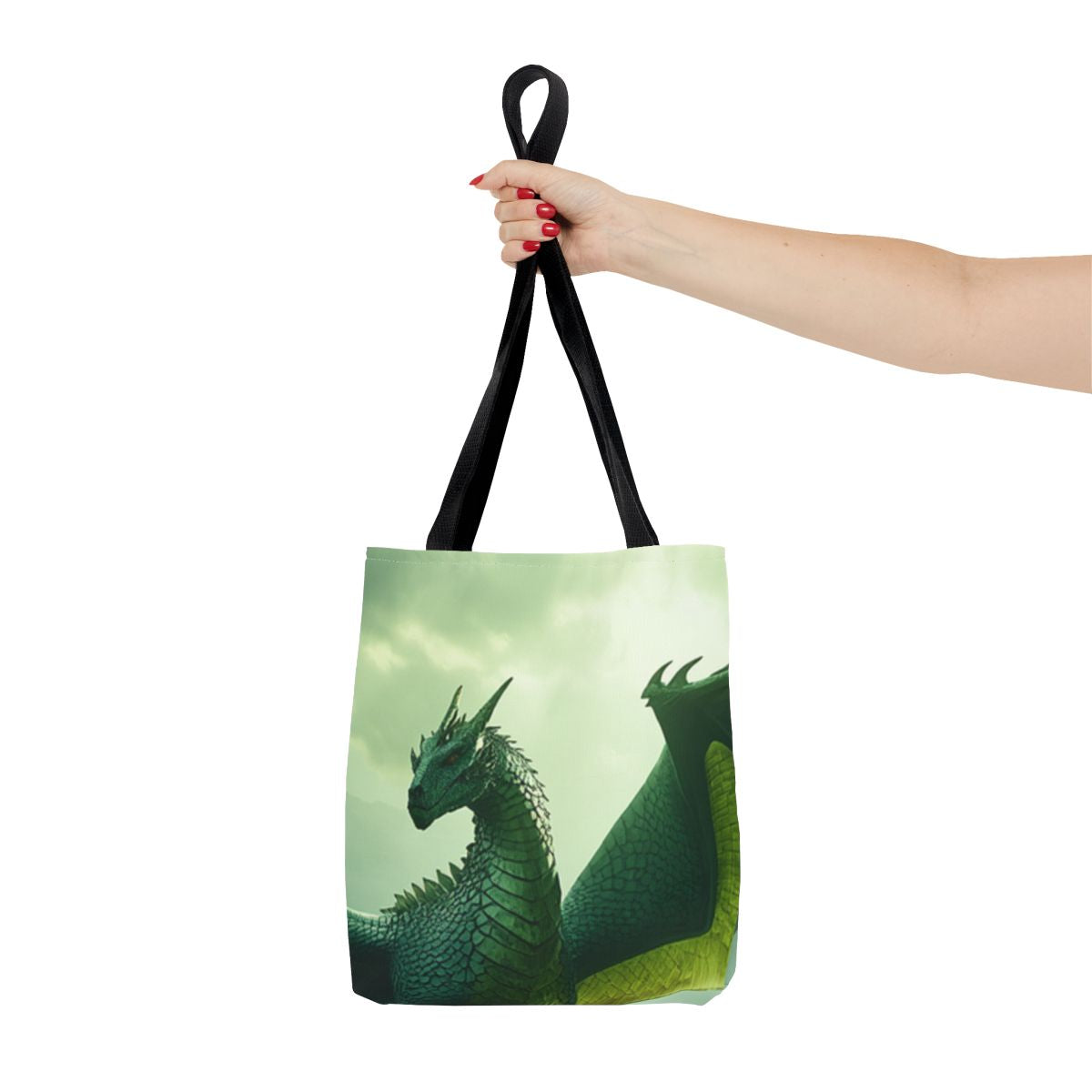 Emerald Wyrm Dragon Tote Bag person 2 mockup from The Ember Hoard