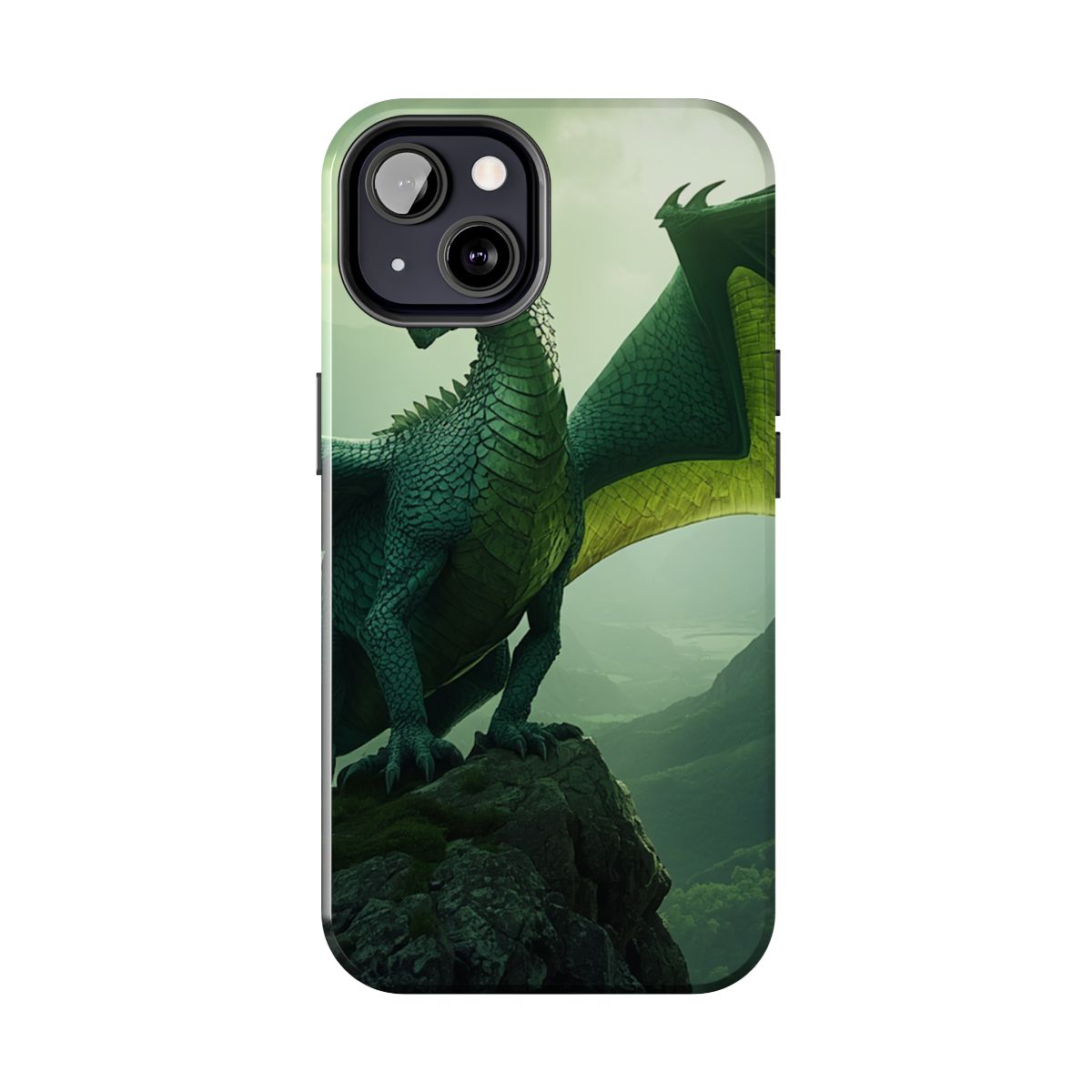 Emerald Wyrm Dragon Tough Phone Case front mockup from The Ember Hoard