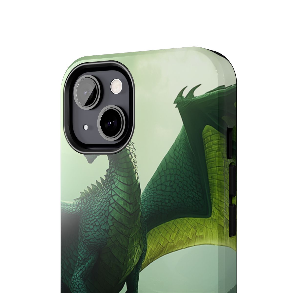 Emerald Wyrm Dragon Tough Phone Case close up mockup from The Ember Hoard