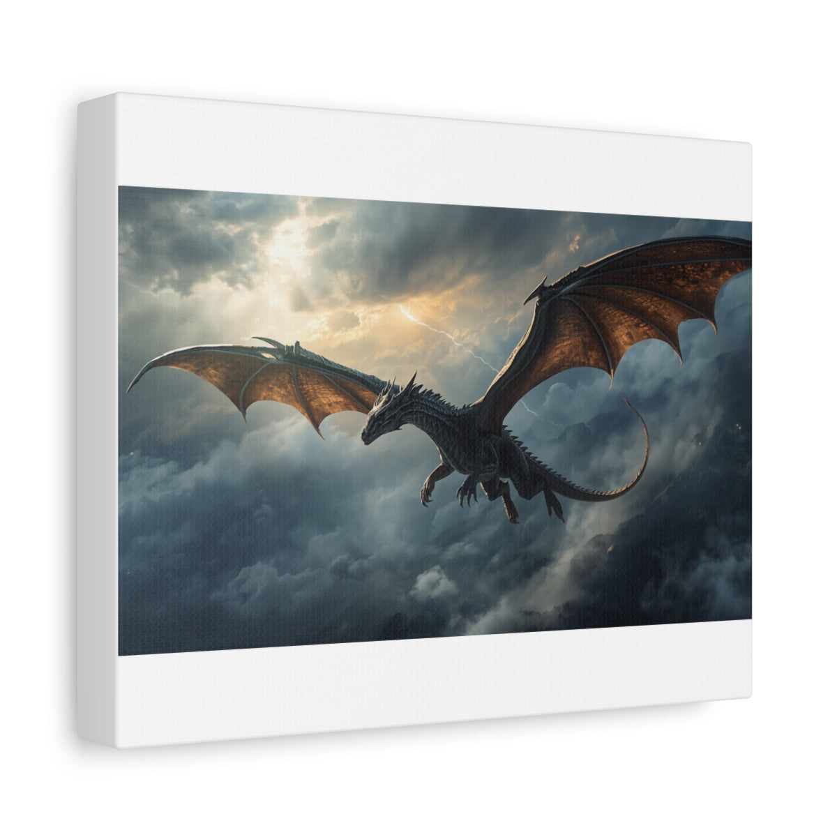 Skyfire Sovereign Dragon Canvas Wall Art side mockup from The Ember Hoard