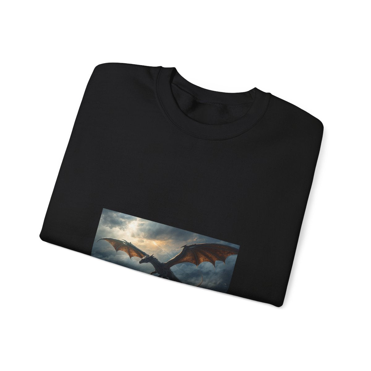 Skyfire Sovereign Dragon Crewneck Sweatshirt folded mockup from The Ember Hoard