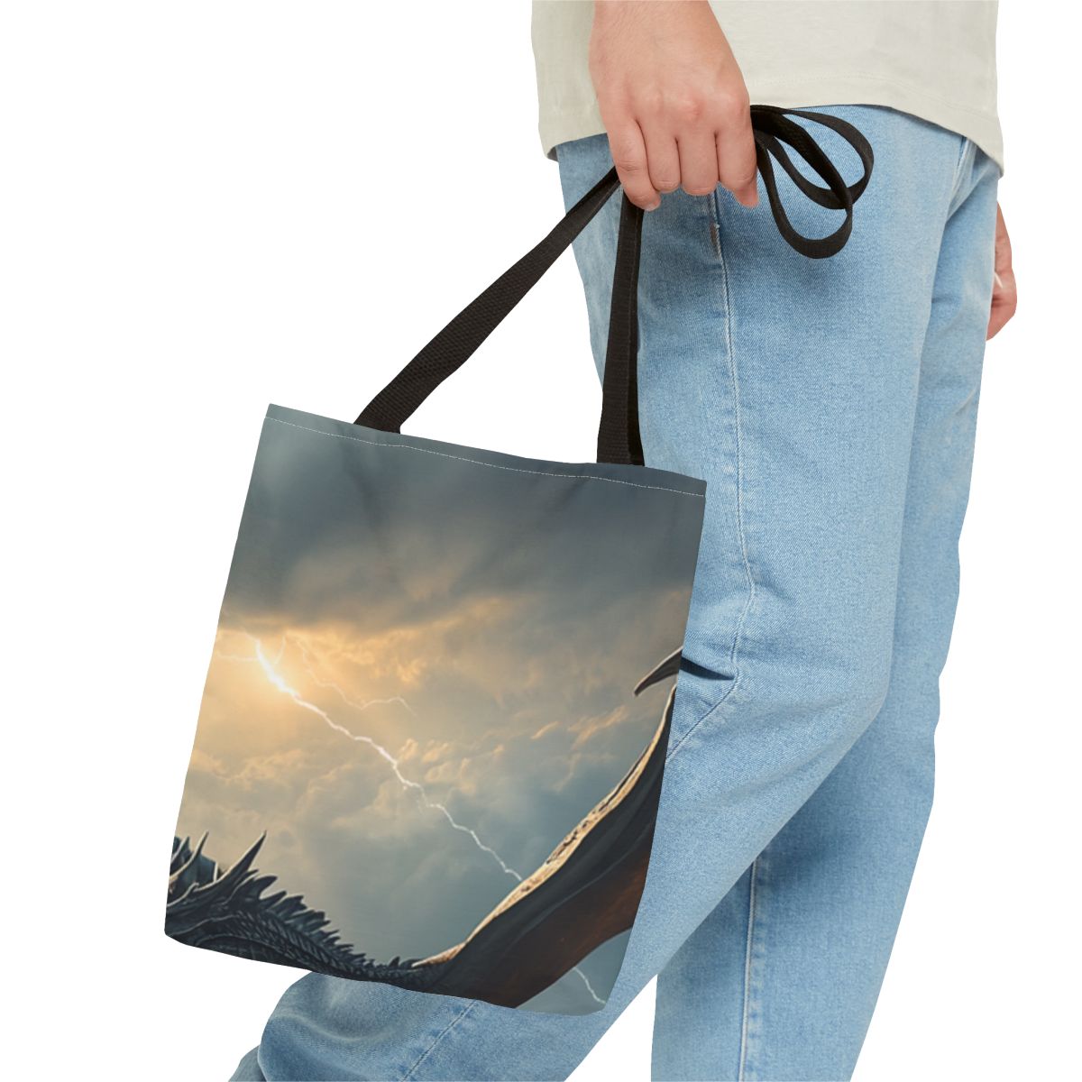 Skyfire Sovereign Dragon Tote Bag person 1 mockup from The Ember Hoard