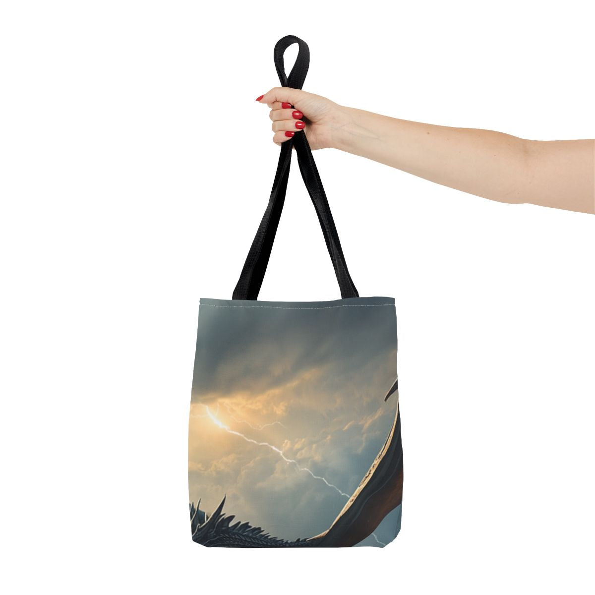 Skyfire Sovereign Dragon Tote Bag person 2 mockup from The Ember Hoard