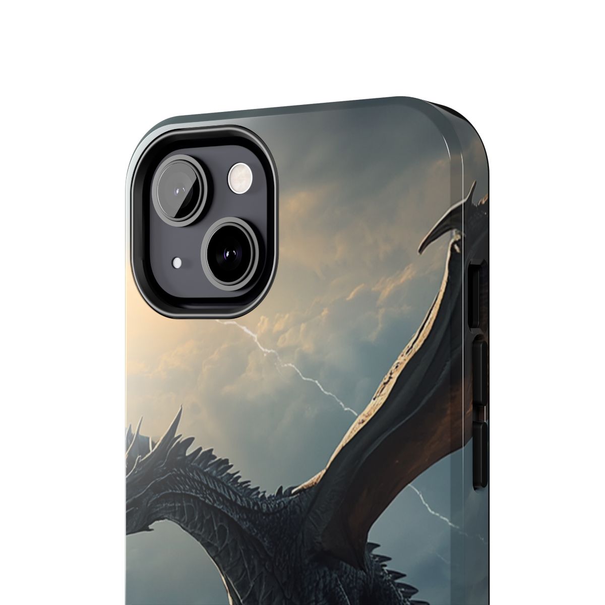 Skyfire Sovereign Dragon Tough Phone Case close up mockup from The Ember Hoard