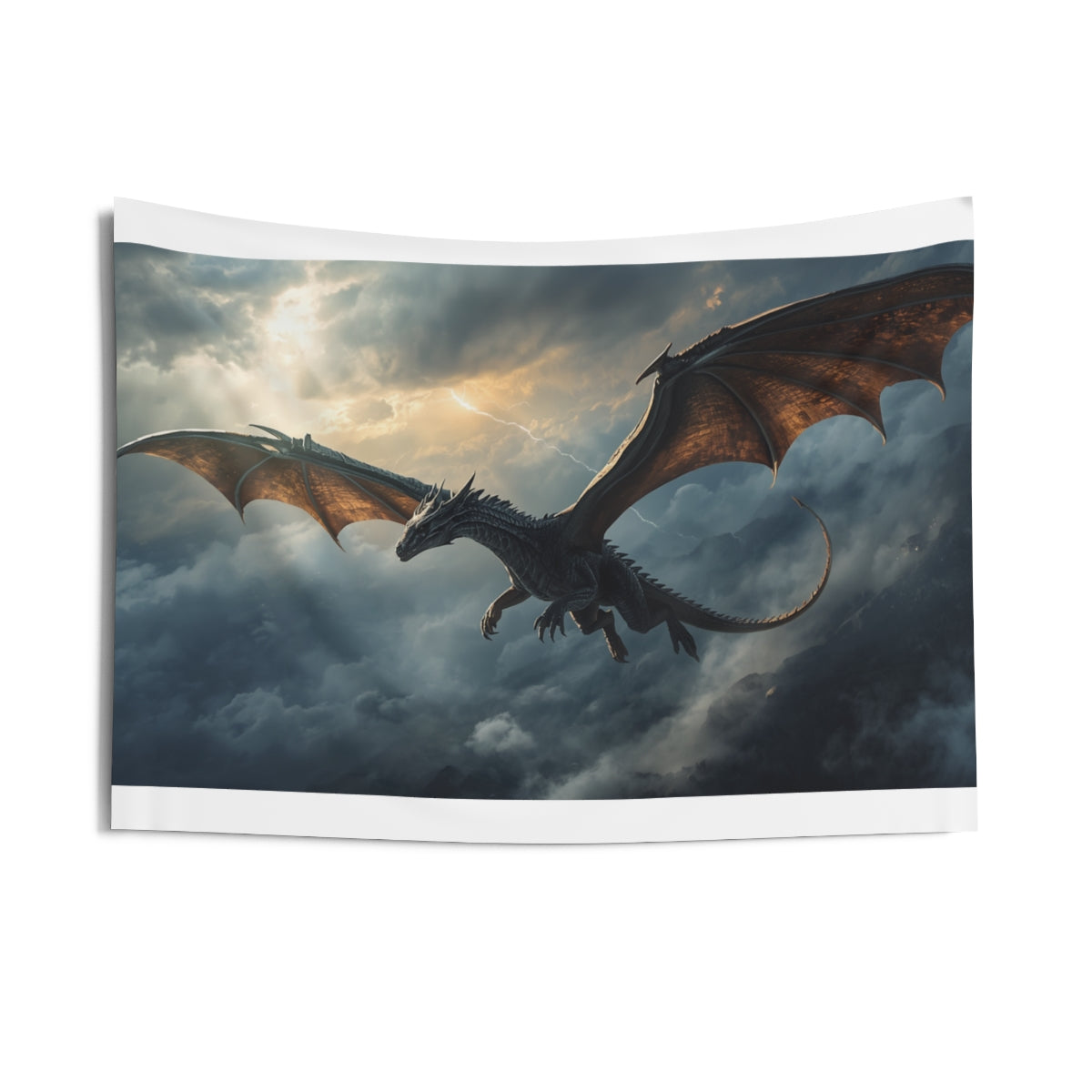 Skyfire Sovereign Dragon Wall Tapestry front mockup from The Ember Hoard