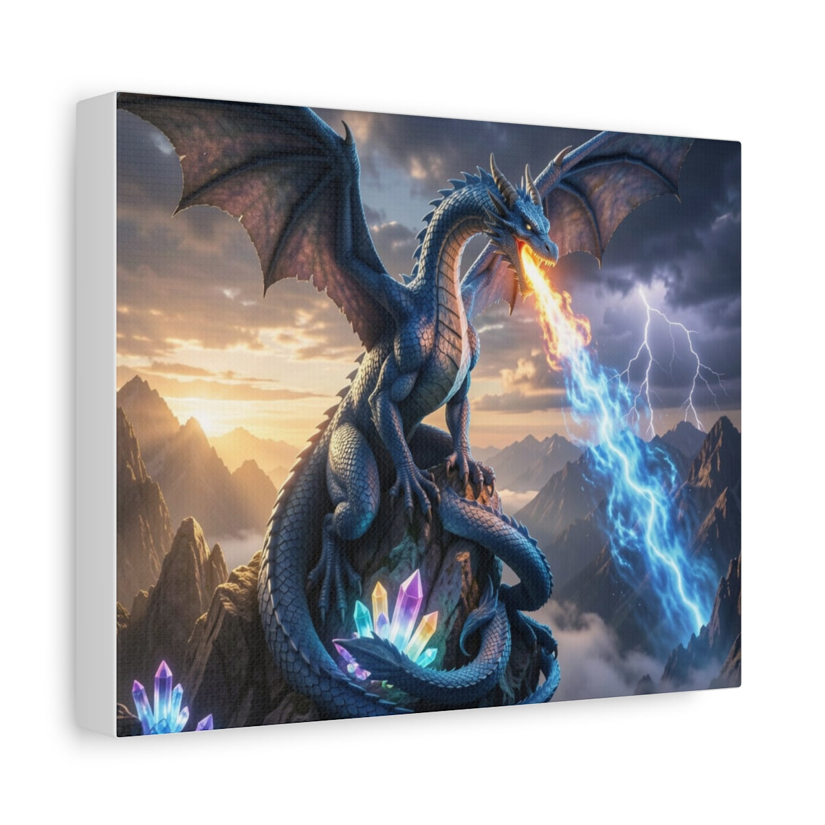 Stormfire Dragon Canvas Wall Art side mockup from The Ember Hoard